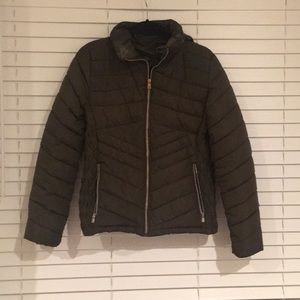 Green winter jacket.